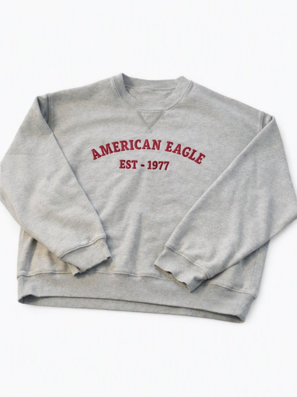 American Eagle Gray Sweatshirt with Red Embroidered Logo Small NWOT